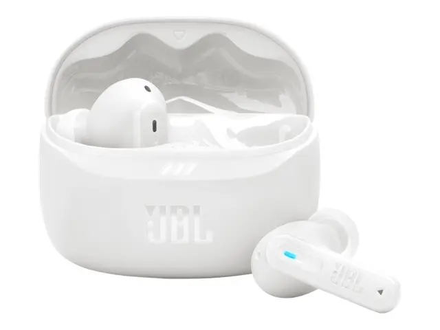 JBL TUNE Beam 2 - True wireless-hodetelefoner med mikrofon i øret - Bluetooth - aktiv støydemping - hvit 