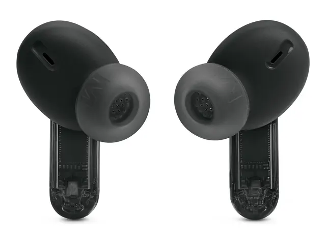JBL TUNE Beam 2 - Ghost Edition - True wireless-hodetelefoner med mikrofon i øret - Bluetooth - aktiv støydemping - spøkelsessvart 