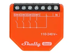 Shelly i4 Gen3 - Digital inngangsmodul - trådløs 802.11b/g/n - 2401 - 2483 Mhz, 2400 - 2483.5 Mhz - oransje