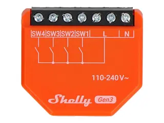 Shelly i4 Gen3 - Digital inngangsmodul - trådløs 802.11b/g/n - 2401 - 2483 Mhz, 2400 - 2483.5 Mhz - oransje