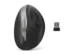 DICOTA Relax - Mus - ergonomisk - høyrehendt 5 knapper - trådløs - USB trådløs mottaker - svart