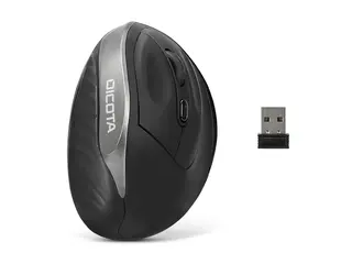 DICOTA Relax - Mus - ergonomisk h&#248;yrehendt - 5 knapper - tr&#229;dl&#248;s - USB tr&#229;dl&#248;s mottaker - svart