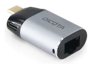DICOTA - Nettverksadapter - USB-C / Thunderbolt 3 Gigabit Ethernet x 1 - sølv