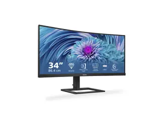 Philips E-line 346E2CUAE - LED-skjerm - kurvet 34&quot; - 3440 x 1440 UWQHD @ 100 Hz - VA - 300 cd/m&#178; - 3000:1 - 1 ms - HDMI, DisplayPort, USB-C - h&#248;yttalere - teksturert svart