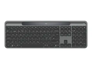 Logitech Signature Slim Solar+ K980 - Tastatur full size - trådløs - Bluetooth LE - QWERTY - dansk/norsk/svensk/finsk - tastsvitsj: saksbrytere - grafitt
