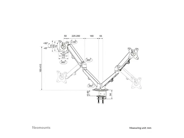 Neomounts DS70-700BL2 - Monteringssett (skrivebordsmontering) just...