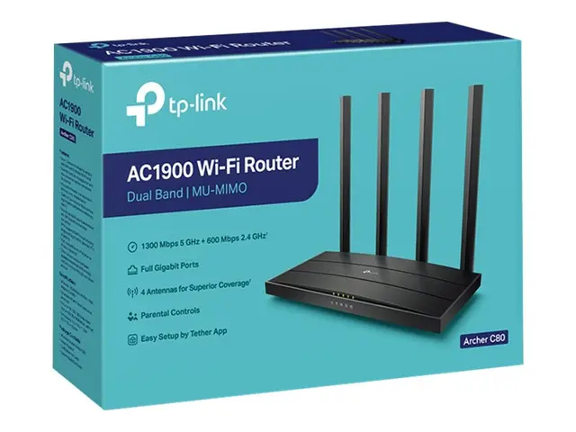 TP-Link Archer C80 V1 - Trådløs ruter 4-portssvitsj 1GbE Wi-Fi 5 D...