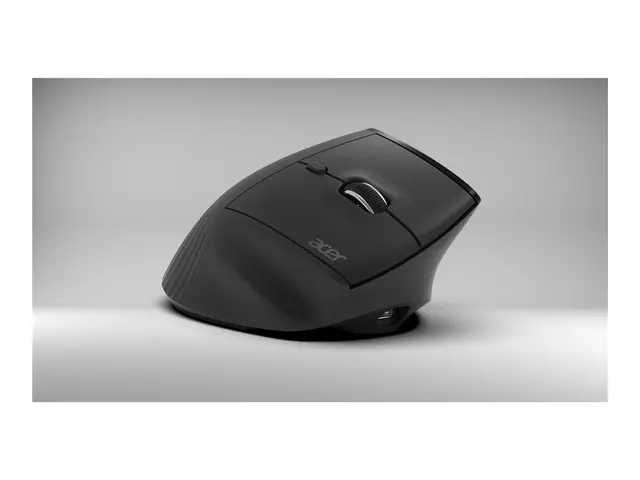 Acer Smart Fit - Mus - ergonomisk - vertikal laser - 10 knapper - trådløs - 2.4 GHz, Bluetooth 5.0 - USB trådløs mottaker - svart 