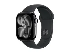 Apple Watch Series 11 (GPS + Cellular) 42 mm - jet svart aluminium - smartklokke med sportsb&#229;nd - fluorelastomer - svart - b&#229;ndbredde: M/L - 64 GB - Wi-Fi 4, UWB, Bluetooth - 5G - 30.3 g