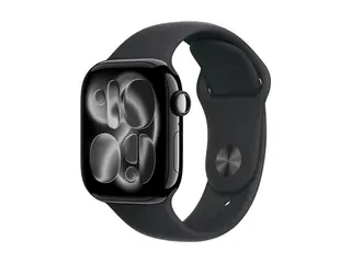 Apple Watch Series 11 (GPS + Cellular) 42 mm - jet svart aluminium - smartklokke med sportsb&#229;nd - fluorelastomer - svart - b&#229;ndbredde: M/L - 64 GB - Wi-Fi 4, UWB, Bluetooth - 5G - 30.3 g