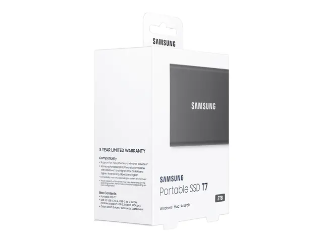 Samsung T7 MU-PC2T0T - SSD kryptert 2 TB ekstern (bærbar) USB 3.2 ...