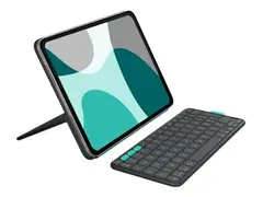 Logitech Flip Folio - Tastatur og folioveske full size - trådløs - Bluetooth 5.1 LE - AZERTY - Fransk - grafitt - for Apple 10.9-inch iPad Air (5th generation); 11-inch iPad Air (M2, M3); 11-inch iPad Pro (M4, M5)