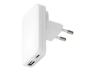 dbramante1928 re-charge Pro - Strømadapter slank - 20 watt - 2 utgangskontakter (24 pin USB-C, USB) - hvit