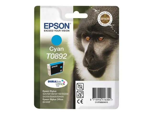 Epson T0892 - 3.5 ml - cyan - original - blister - blekkpatron - f...