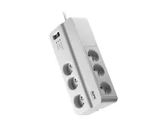APC SurgeArrest Essential - Overspenningsavleder AC 230 V - 2300 watt - utgangskontakter: 6 - 2 m kabel - Belgia, Frankrike - hvit