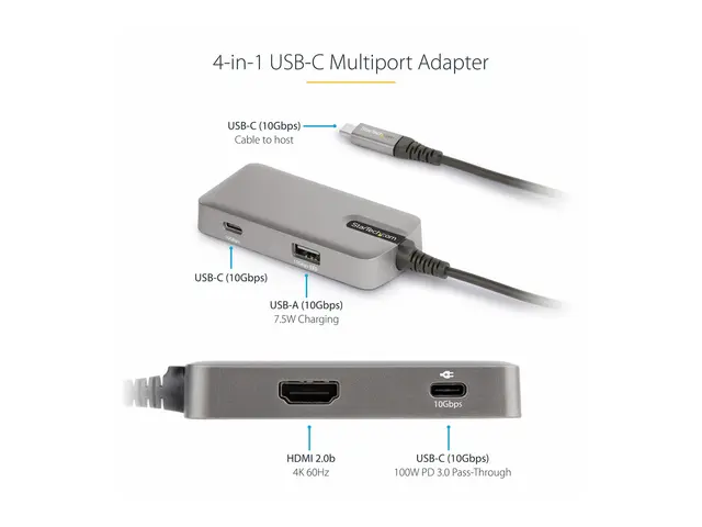 StarTech.com USB C Multiport Adapter, USB-C to 4K 60Hz HDMI 2.0, 1...