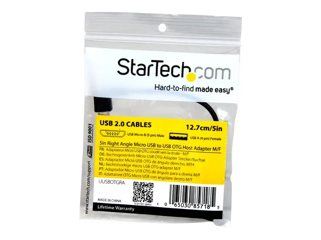 StarTech.com 5in Right Angle Micro USB to OTG Host Adapter M/F - A...