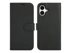 iiglo - Lommebok for mobiltelefon - 2-i-1 prima polyuretanlær - svart - for Apple iPhone 16 Plus