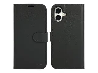 iiglo - Lommebok for mobiltelefon - 2-i-1 prima polyuretanlær - svart - for Apple iPhone 16 Plus
