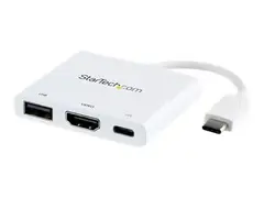 StarTech.com USB-C to HDMI Adapter - White 4K 30Hz - Thunderbolt 3 Compatible - with Power Delivery (USB PD) - USB C Dongle (CDP2HDUACPW) - video adapter - HDMI / USB - 60 mm