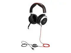 Jabra Evolve 80 MS stereo - Hodesett - full størrelse kablet - aktiv støydemping - 3,5 mm jakk - Certified for Skype for Business