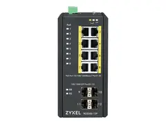 Zyxel RGS200-12P - Switch - Styrt 8 x 10/100/1000 (PoE+) + 4 x SFP - DIN-skinnemonterbar, rackmonterbar - PoE+ (240 W) - DC-str&#248;m