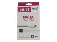 GRATEQ 85020 - USB-kabel - Micro-USB type B (hann) til USB (hann) USB 2.0 - AC 100-240/ DC 12-14 V - 1.5 m - hvit
