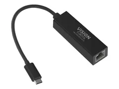 Vision TC-USBCETH/BL - Nettverksadapter - USB-C 3.1 Gigabit Ethernet x 1 - svart
