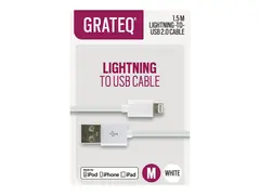 GRATEQ - Lightning-kabel - Lightning hann til USB hann 1.5 m - hvit