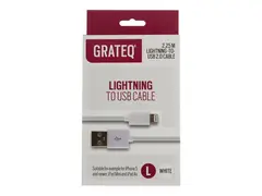 GRATEQ - Lightning-kabel - Lightning hann til USB hann 2.25 m - hvit