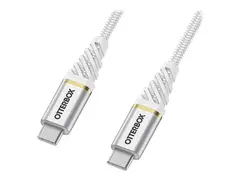 OtterBox Premium - USB-kabel - 24 pin USB-C (hann) til 24 pin USB-C (hann) USB 2.0 - 3 A - 2 m - Power Delivery-støtte - skyhvit
