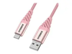 OtterBox Premium - USB-kabel - 24 pin USB-C (hann) til USB (hann) USB 2.0 - 3 A - 1 m - sprudlende rosa
