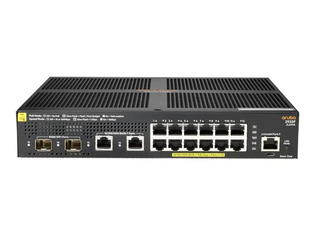 HPE Aruba 2930F 12G PoE+ 2G/2SFP+ - Switch - L3 - Styrt - 12 x 10/...