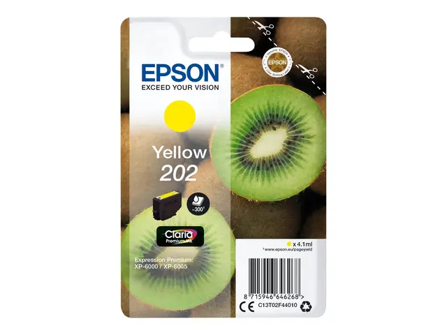 Epson 202 - 4.1 ml - gul - original - blekkpatron for Expression Premium XP-6000, XP-6005, XP-6100, XP-6105 