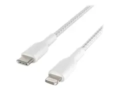 Belkin BOOST CHARGE - Lightning-kabel - 24 pin USB-C hann til Lightning hann 1 m - hvit - USB Power Delivery (18 W)