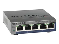 NETGEAR Plus GS105Ev2 - Switch Styrt - 5 x 10/100/1000 - stasjon&#230;r