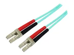 StarTech.com 10m (30ft) LC/UPC to LC/UPC OM3 Multimode Fiber Optic Cable, Full Duplex 50/125&#194;&#181;m Zipcord Fiber Cable, 100G Networks, LOMMF/VCSEL, &lt;0.3dB Low Insertion Loss LSZH Fiber Patch Cord - koblingskabel - 10 m - akvamarin