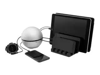 Unisynk Globis - Str&#248;madapter - 65 watt 2.8 A - 6 utgangskontakter (USB) - s&#248;lv