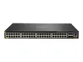 HPE Aruba 6300M - Switch - L3 - Styrt - 48 x 10/100/1000 (PoE+) + 4 x 1 Gigabit / 10 Gigabit / 25 Gigabit / 50 Gigabit SFP56 (opplink / stabling) front og side til bakside - rackmonterbar - PoE+ (1440 W)