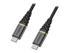 OtterBox Premium - USB-kabel - 24 pin USB-C (hann) til 24 pin USB-C (hann) USB 2.0 - 3 A - 2 m - Power Delivery-støtte - glamoursvart