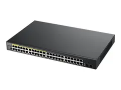 Zyxel GS1900 Series GS1900-48HPv2 - Switch smart - 48 x 10/100/1000 (24 PoE+) + 2 x Gigabit SFP (opplink) - rackmonterbar, stasjon&#230;r - PoE+ (170 W)