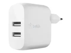 Belkin BoostCharge - Strømadapter 24 watt - QC 3.0 - 2 utgangskontakter (USB) - hvit