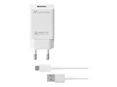 Cellular Line Adaptive Fast Charger Kit Str&#248;madapter - 15 watt (USB) - p&#229; kabel: USB-C - hvit