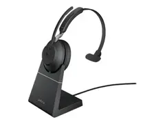 Jabra Evolve2 65 MS Mono - Hodesett on-ear - konvertibel - Bluetooth - tr&#229;dl&#248;s - USB-A - lydisolerende - svart - med ladestativ - Certified for Microsoft Teams