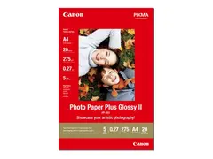 Canon Photo Paper Plus Glossy II PP-201 Blank - A4 (210 x 297 mm) - 275 g/m&#178; - 20 ark fotopapir - for PIXMA iP100, iP2600, iP2700, iX7000, MG2555, MG8250, MX850, PRO-1, PRO-10, 100, TS7450