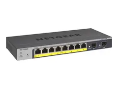 NETGEAR Smart GS110TPv3 - Switch smart - 8 x 10/100/1000 (PoE) + 2 x SFP - stasjon&#230;r, veggmonterbar - PoE+ (55 W) - DC-str&#248;m