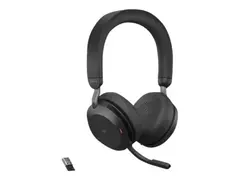 Jabra Evolve2 75 - Hodesett - on-ear Bluetooth - tr&#229;dl&#248;s - aktiv st&#248;ydemping - USB-A - lydisolerende - svart - med ladestativ - Certified for Microsoft Teams