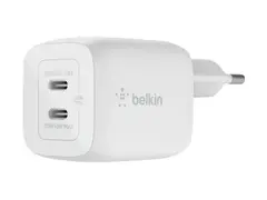 Belkin BoostCharge Pro GaN - Strømadapter PPS- og GaN-teknologi - 45 watt - Fast Charge, PD 3.0 - 2 utgangskontakter (2 x USB-C) - hvit