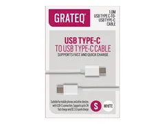 GRATEQ - USB-kabel - USB-C (hann) til USB-C (hann) 3 A - 1 m - hvit