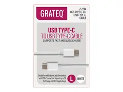 GRATEQ - USB-kabel - USB-C (hann) til USB-C (hann) 3 A - 2.25 m - hvit